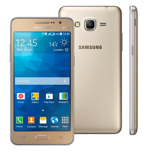 Smartphone Samsung Galaxy Gran Prime Duos Dual Chip Android 4.4 KitKat Tela 5" 8GB 3G Câmera 8MP - Dourado