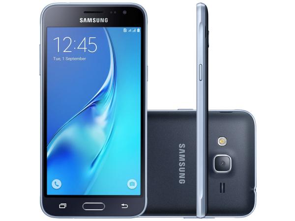 Smartphone Samsung Galaxy J3 2016 8GB Preto - Dual Chip 4G Câm. 8MP + Selfie 5MP Tela 5” HD