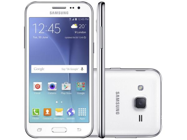 Smartphone Samsung Galaxy J2 Duos 8GB Branco - Dual Chip 4G Câm 5MP Tela 4.7” Desbl. Oi