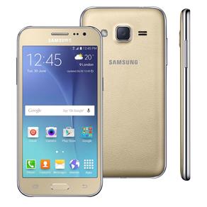 Smartphone Samsung Galaxy J2 Duos Dourado com Dual Chip, Tela 4.7", 4G, Câmera 5MP, Android 5.1 e Processador Quad Core de 1.1 Ghz - Oi