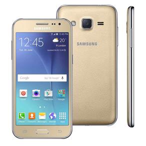 Smartphone Samsung Galaxy J2 Duos Dourado com Dual Chip, Tela 4.7", 4G, Câmera 5MP, Android 5.1 e Processador Quad Core de 1.1 Ghz