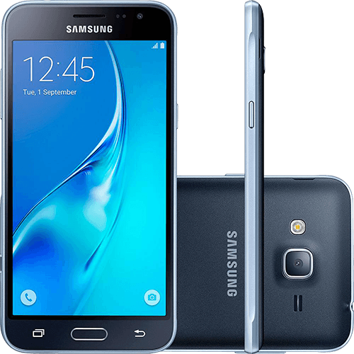 Tamanhos, Medidas e Dimensões do produto Smartphone Samsung Galaxy J3 Duos Dual Chip Android 5.1 Tela 5'' 8GB 4G Wi-Fi Câmera 8MP - Preto