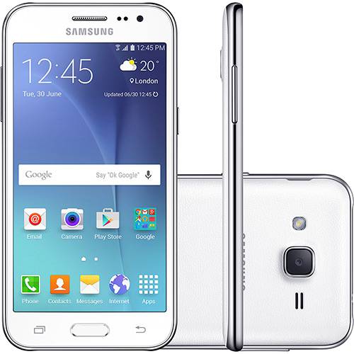 Smartphone Samsung Galaxy J2 Duos Dual Chip Android Tela 4.7" 8GB 4G Wi-Fi Câmera 5MP com TV Digital - Branco