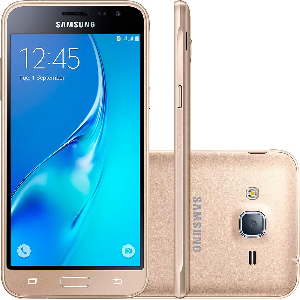 Smartphone Samsung Galaxy J3 Duos Dual Chip Desbloqueado Oi Android 5.1 Tela 5'' 8GB 4G Wi-Fi Câmera 8MP - Dourado