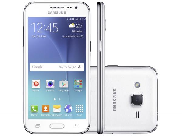 Smartphone Samsung Galaxy J2 TV Duos 8GB Branco - Dual Chip 4G Câm. 5MP Tela 4.7” QHD Quad Core