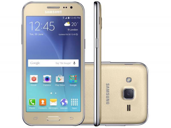 Smartphone Samsung Galaxy J2 TV Duos 8GB Dourado - Dual Chip 4G Câm 5MP Tela 4.7 QHD Proc. Quad Core