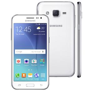 Smartphone Samsung Galaxy J2 TV Duos Branco com Dual Chip, Tela 4.7", TV Digital, 4G, Câmera 5MP, Android 5.1 e Processador Quad Core de 1.1 Ghz
