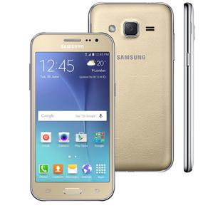 Smartphone Samsung Galaxy J2 TV Duos Dourado com Dual Chip, Tela 4.7", TV Digital, 4G, Câmera 5MP, Android 5.1 e Processador Quad Core de 1.1 Ghz