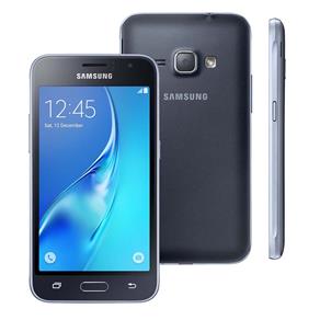 Smartphone Samsung Galaxy J1 2016 Duos Preto com Dual Chip, Tela 4.5", 3G, Câm.de 5MP e Frontal de 2MP, Android 5.1 e Processador Quad Core de 1.2 GHz