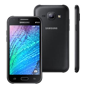 Smartphone Samsung Galaxy J1 Duos Preto com Dual Chip, Tela 4.3", 4G, Câm.de 5MP e Frontal de 2MP, Android 4.4 e Processador Quad Core de 1.2 GHz -Tim
