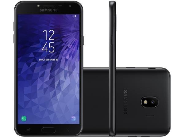 Smartphone Samsung Galaxy J4 16GB Preto 4G - 2GB RAM Tela 5,5” Câm. 13MP + Câm. Selfie 5MP