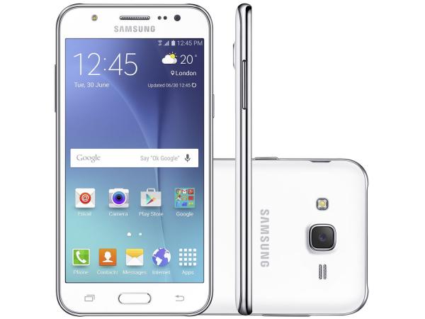 Tudo sobre 'Smartphone Samsung Galaxy J5 Duos 16GB Branco - Dual Chip 4G Câm. 13MP + Selfie 5MP com Flash'