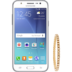 Smartphone Samsung Galaxy J5 Duos Android 5.1 Tela 5" 16GB 4G Câmera 13MP - Branco + Pulseira Swarovski