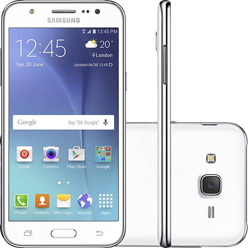 Smartphone Samsung Galaxy J5 Duos Dual Chip Desbloqueado Vivo Android 5.1 Tela 5" 16GB 4G Câmera 13MP - Branco