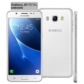 Smartphone Samsung Galaxy J5 Duos Metal Branco com 16GB, Dual Chip, Tela 5.2", 4G, Câmera 13MP, Android 6.0 e Processador Quad Core de 1.2 Ghz