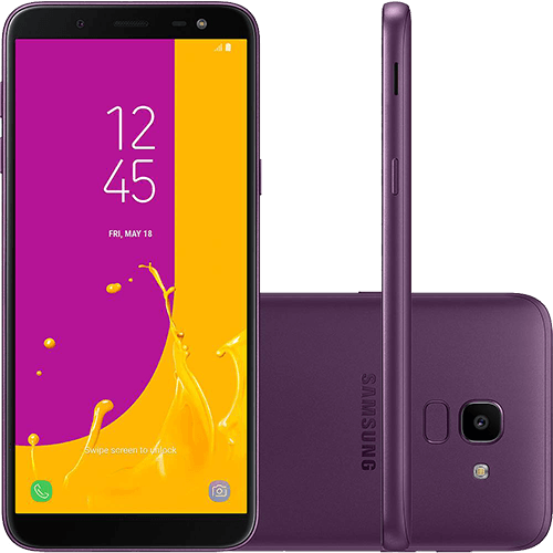 Smartphone Samsung Galaxy J6 64GB Dual Chip Android 8.0 Tela 5.6" Octa-Core 1.6GHz 4G Câmera 13MP - Violeta
