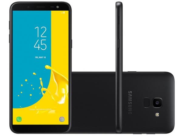 Smartphone Samsung Galaxy J6 64GB Preto 4G - Octa Core 2GB RAM Tela 5,6” Câm. 13MP + Selfie 8MP