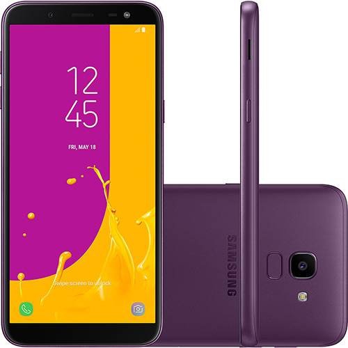 Smartphone Samsung Galaxy J6 32GB Dual CHIP Android 8.0 Tela 5.6P OCTA-CORE 1.6GHZ 4G Camera 13MP com TV - Violeta