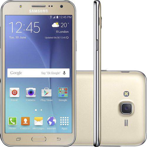 Smartphone Samsung Galaxy J7 Duos Dourado Tela 5.5" Câmera 13mp 16gb 4g Octacore Android 5.1