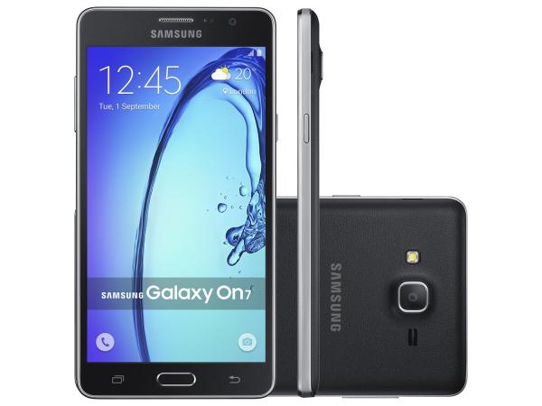 Tudo sobre 'Smartphone Samsung Galaxy On 7 8GB Preto Dual Chip - 4G Câm. 13MP + Selfie 5MP Tela 5.5” Quad Core'
