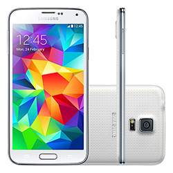 Smartphone Samsung Galaxy S5 Desbloqueado Claro Branco Android 4.4.2 4G Câmera 16 MP Memória Interna 16GB