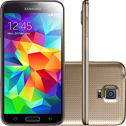 Tudo sobre 'Smartphone Samsung Galaxy S5 Desbloqueado Claro Dourado Android 4.4.2 4G Câmera 16 MP Memória Interna 16GB'