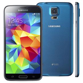 Smartphone Samsung Galaxy S5 Duos SM-G900 Azul com Dual Chip,Tela 5.1", Android 4.4, 4G, Câmera 16MP e Processador Quad Core 2.5GHz