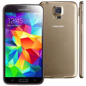 Smartphone Samsung Galaxy S5 SM-G900M Dourado com Tela 5.1", Android 4.4, 4G, Câmera 16MP e Processador Quad Core 2.5GHz