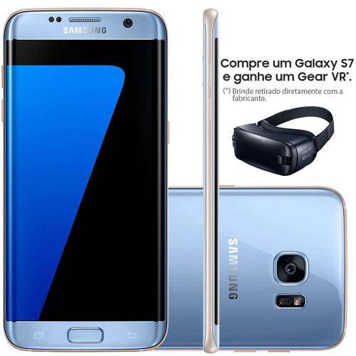 Smartphone Samsung Galaxy S7 Edge G935f 32gb 4g Azul Coral - Android 6.0, 12mp, Tela 5.5"