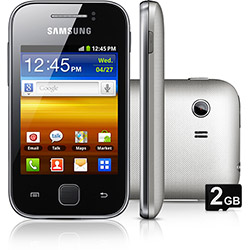 Smartphone Samsung Galaxy Y Desbloqueado Oi, Prata - Android Processador 832MHz Tela 3" Câmera 2MP 3G Wi-Fi Cartão 2GB