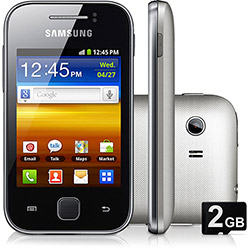 Smartphone Samsung Galaxy Y Desbloqueado Vivo Prata - Android Processador 832MHz Tela 3" Câmera 2MP 3G Wi-Fi Cartão Micro SD 2GB