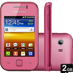 Smartphone Samsung Galaxy Y Desbloqueado Vivo, Rosa - Android 2.3, Processador 832MHz, Tela 3", Câmera de 2MP, 3G, Wi-Fi, Memória Interna 150MB e Cartão 2GB