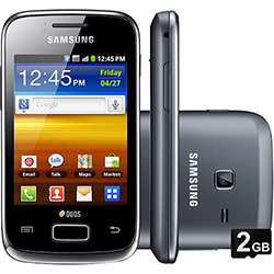Tudo sobre 'Smartphone Samsung Galaxy Y Duos - Dual Chip Preto - GSM, Tela Touch 3", Android 2.3, 3G, Wi-Fi, GPS, Câmera de 2MP, MP3 Player, Rádio FM, Cartão de 2GB'