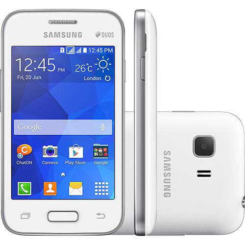 Tamanhos, Medidas e Dimensões do produto Smartphone Samsung Galaxy Young 2 Duos Desbloqueado Android 4.4 Tela 3.5" 4GB 3G Wi-Fi Câmera 3MP - Branco