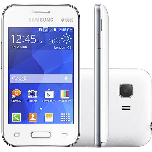 Tudo sobre 'Smartphone Samsung Galaxy Young 2 Duos Dual Chip Desbloqueado Android 4.4 Tela 3.5" 4GB 3G Câmera 3MP TV Digital - Branco'