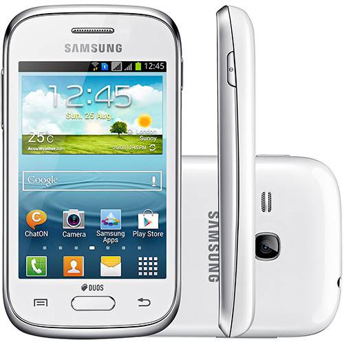 Tudo sobre 'Smartphone Samsung Galaxy Young Plus Dual Chip Desbloqueado Android 4.1 4GB 3G Wi-Fi Câmera 3MP TV - Branco'