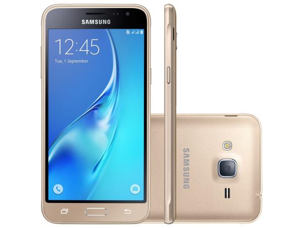 Smartphone Samsung J3 2016 8GB Dourado Dual Chip - 4G Câm. 8MP + Selfie 5MP Tela 5” HD Proc Quad Core
