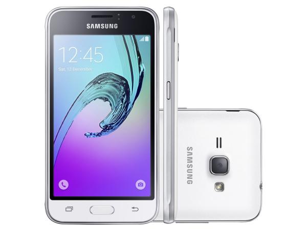 Tudo sobre 'Smartphone Samsung J1 8GB Branco Dual Chip 3G - Câm. 5MP Tela 4.5” Proc. Quad Core Android 5.1'