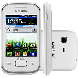 Smartphone Samsung Pocket Duos Branco Desbloqueado Vivo - Dual Chip Android Câmera 2MP 3G Wi-FI MP3 Player Rádio FM Bluetooth GPS