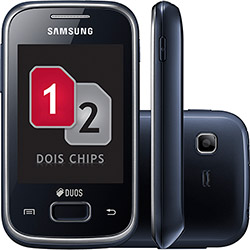 Smartphone Samsung Pocket Duos - Desbloqueado Vivo - Dual Chip, Branco, Android 2.3, Câmera 2MP, 3G, Wi-FI, Filmadora MP3 Player Rádio FM Bluetooth GPS Fone de Ouvido Cabo de Dados, Memória Interna de 3GB