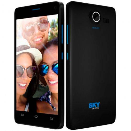 Smartphone SKY 5.0W - Dual Micro SIM ,5 Pol ,Android ,Capa e Película Protetora - PRETO
