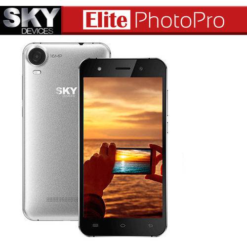 Smartphone SKY ELITE PHOTOPRO - Dual,4G LTE,5.0 Pol Full HD,16MP & 13MP,16GB & 2GB - PRATA