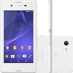 Tudo sobre 'Smartphone Sony D2212 E3 Dual Chip Desbloqueado Android 4.4 Tela 4.5" 4GB 3G Câmera 5MP Branco'