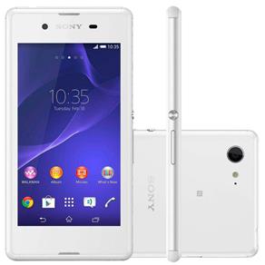 Smartphone Sony D2212 Xperia E3 Dual, 3G Android 4.4 Quad Core 1.2Ghz 4GB Câmera 5.0MP Tela 4,5ª Branco