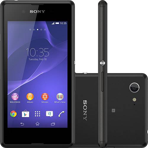 Smartphone Sony Xperia E3 Dual Chip Desbloqueado Android 4.4 Tela 4.5" 4GB Câmera de 5MP GPS - Preto