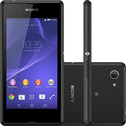 Smartphone Sony Xperia E3 Dual Chip Desbloqueado Android 4.4 Tela 4.5" 4GB 3G Wi-Fi Câmera 5MP com Película Vidro Preto
