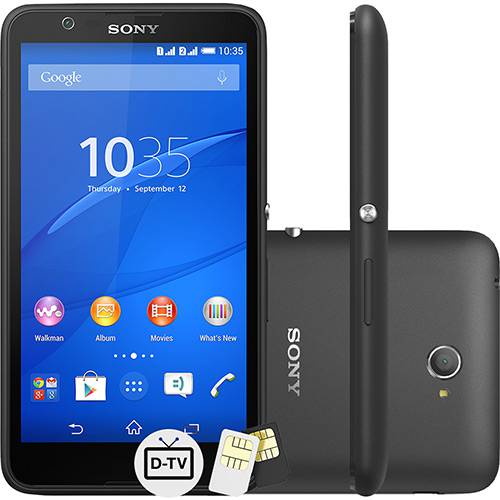 Smartphone Sony Xperia E4 Dual Chip Desbloqueado Android 4.4 Tela 5" 8GB 3G Wi-Fi Câmera 5MP - Preto