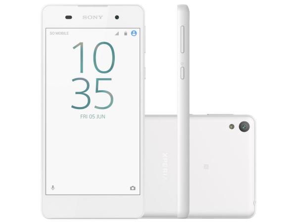 Tudo sobre 'Smartphone Sony Xperia E5 16GB Branco 4G - Câm. 13MP 5” Proc. Quad Core Android M'