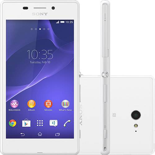 Smartphone Sony Xperia M2 Aqua Desbloqueado Android 4.4 Tela 4.8" 8GB 4G Wi-Fi Câmera 8MP - Branco