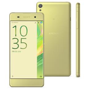 Smartphone Sony Xperia XA F3116 Ouro Verde com 16GB, Tela Curva de 5", Dual Chip, Câmera 13MP, 4G, Android 6.0, Processador Octa-Core e 2GB RAM